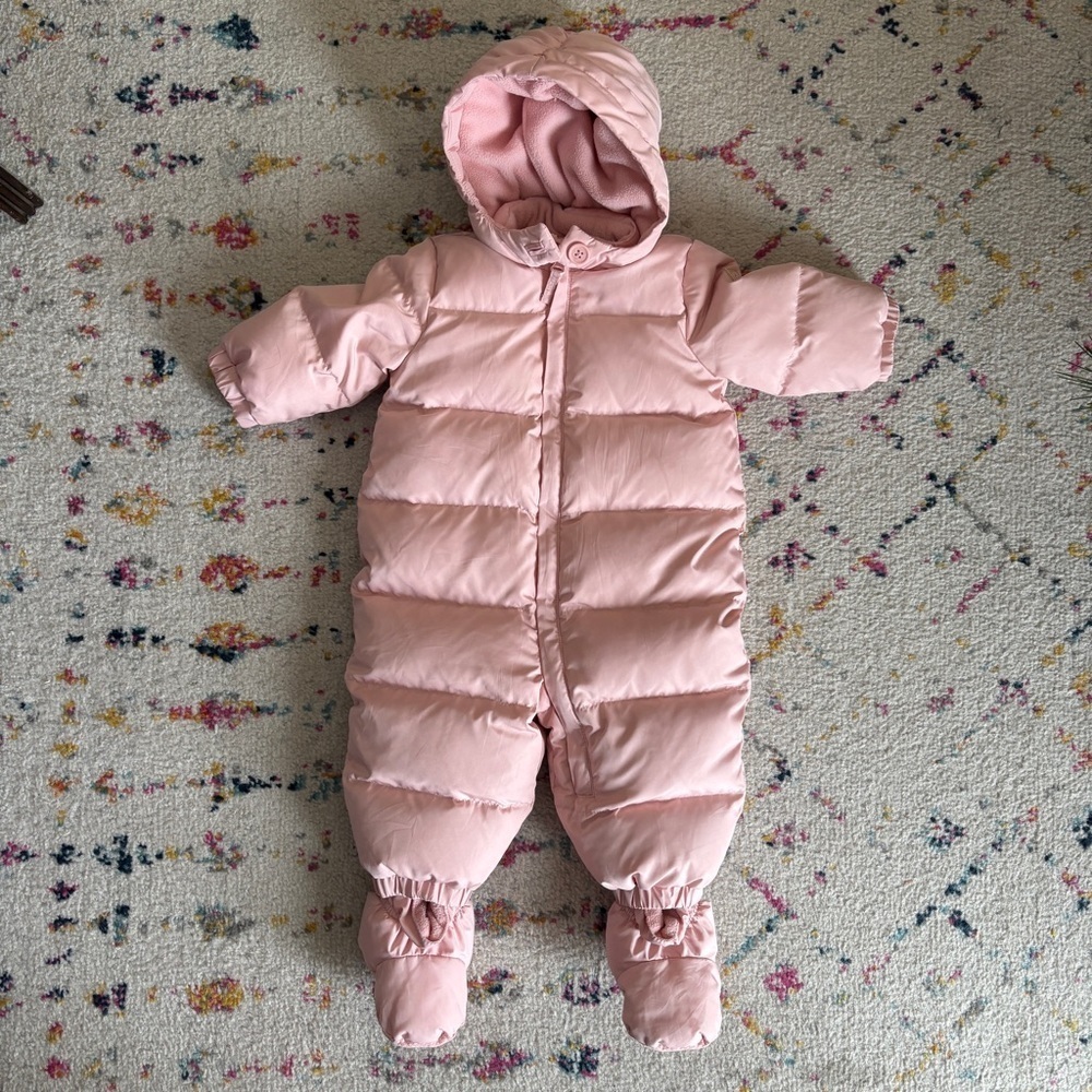 Baby GAP Snow Suit One Piece Pink 6-12 Months Puffer Warm